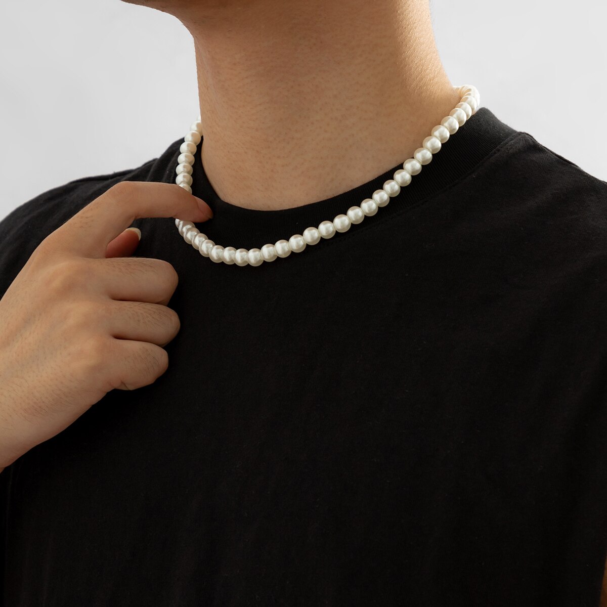 Simple Imitation-Pearl Beaded  - Men Accessories Neck Chain ulasan dan harga