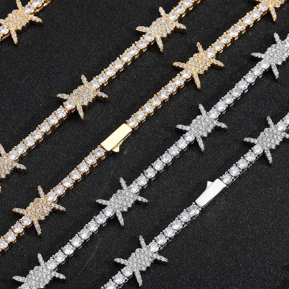 24 Inch Iced Out Barbed Wire T - Men Accessories Neck Chain ulasan dan harga